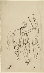 Estudio para un retrato de un hombre de pie junto a un caballo