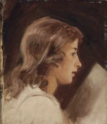 Estudio de un niño leyendo, de perfil