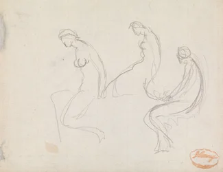 Tres estudios de una mujer sentada