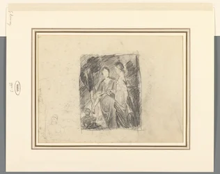 Dos figuras femeninas entre los árboles
