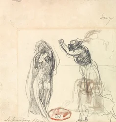 Dos bocetos de una figura femenina