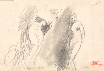Dos bocetos de una mujer desnuda