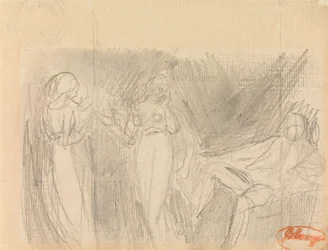 Dos mujeres y un hombre sentado