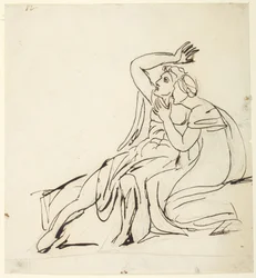 Dos figuras sentadas; reverso: estudios de un grupo de tres figuras