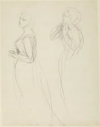 Dos estudios de una mujer de pie