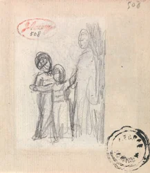 Una mujer y dos niños