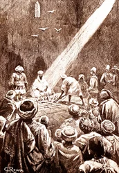 Desierto de Nubia. Tribu del norte de Sudán. 1888 (grabado)
