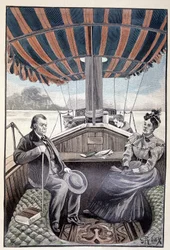 A bordo de su yate de vapor (página 384) en “Testamento de un excéntrico” de Jules Verne