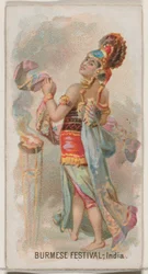 Festival birmano, India, de la serie Holidays N80 para cigarrillos Duke, 1890