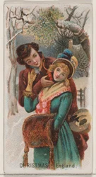Navidad, Inglaterra, de la serie Holidays N80 para cigarrillos Duke, 1890
