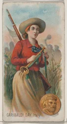 Día de Garibaldi, Italia, de la serie de Fiestas N80 para cigarrillos marca Duke, 1890