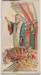 Matrimonio de Venecia con el mar, Italia, de la serie Holidays N80 para la marca de cigarrillos Duke, 1890