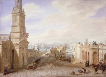 Puentes Viejo y Nuevo de Londres mirando al sur, Londres, 1831