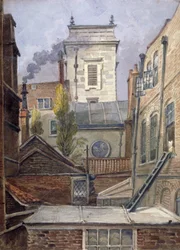 La torre de la Iglesia de San Jorge Botolph Lane, Ciudad de Londres, c. 1830