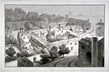 Vista Aérea del Palacio del Obispo de Winchester, Southwark, Londres