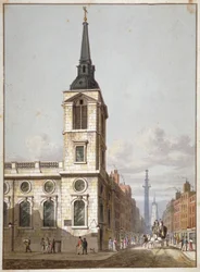 Iglesia de St Benet Gracechurch y Gracechurch Street, Ciudad de Londres, 1811