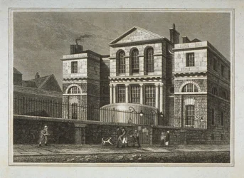 Vista de la Casa de Sesiones, Old Bailey, 1812