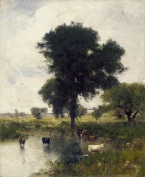Ganado en la Piscina (Un Paisaje de Verano), 1880