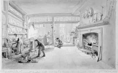 La cocina de la casa de café y comedor del Sr. Sander, Newgate Street, 1828