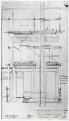 El exterior de la Casa de Isaac siendo pintada, 1843
