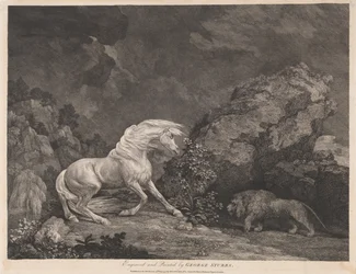 Un caballo asustado por un león