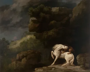 Un león atacando a un caballo