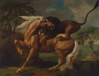 Un león ataca a un caballo