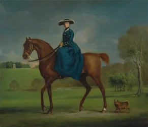 La condesa de Coningsby con el traje de la caza de Charlton, ca. 1760