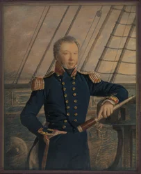 Retrato del capitán William Hewett, c.1840 (acuarela, madera, vidrio)