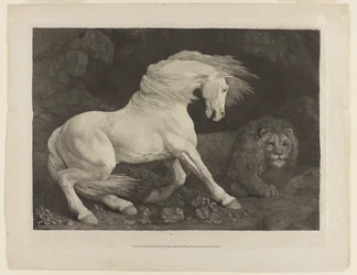 Un caballo asustado por un león, después de George Stubbs (1724-1806)