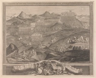 La batalla de Carberry-hill, cerca de Edimburgo, con la rendición de María, Reina de Escocia, a los Señores Confederados de Escocia, y la huida del Conde Bothwell, 1567