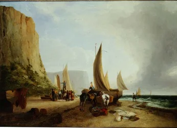 Pescadores descargando su captura