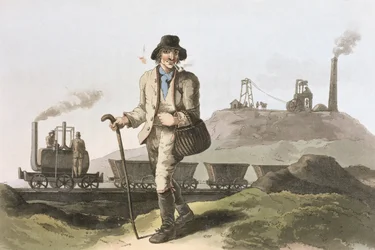 Locomotora Blenkinsop en la mina de Middleton cerca de Leeds, de 