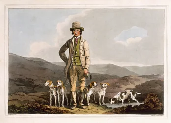 El domador de perros, grabado por Robert Havell el Viejo, publicado en 1814 por Robinson y Son, Leeds