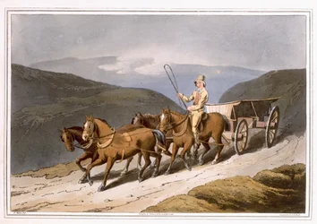El carro de East Riding o Wolds, grabado por Robert Havell el Viejo, publicado en 1814 por Robinson y Son, Leeds