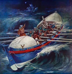 Bote salvavidas intentando un rescate