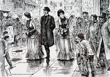 Una inspección de las clases bajas. Por George du Maurier (1834-1896) un caricaturista y autor franco-británico