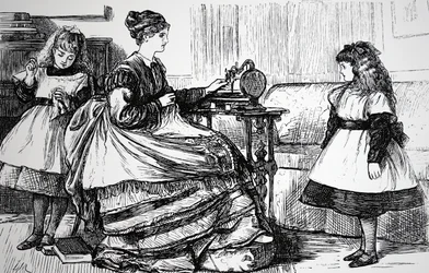Máquina de coser en un hogar de clase media