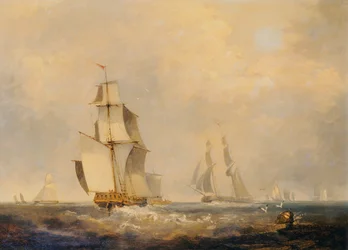 Busy Shipping Lanes in the Channel (óleo sobre lienzo)