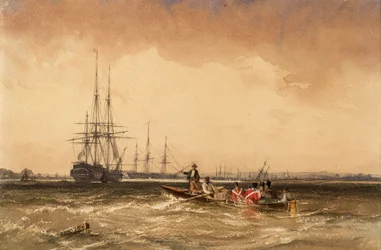 En el Medway (Marinos saliendo hacia el Indiaman, Northfleet)