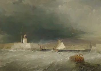 Puerto en un día tormentoso