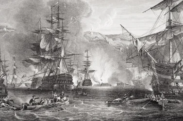 El bombardeo de Argel, 27 de agosto de 1816, de `Ilustraciones de la Historia Inglesa y Escocesa