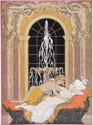 Ilustración de "Les Liaisons Dangereuses" de Pierre Choderlos de Laclos (1741-1803) publicada en 1929 (impresión en pochoir)