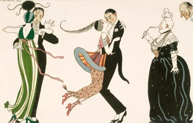 La locura del día, grabado por H. Reidel para los Amigos del Journal des Dames et des Modes