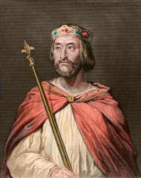Retrato de Carlos III llamado el Simple (879-929) Rey de los Francos - CARLOS III (879-929) - Carlos el Simple - Rey de Francia, 893-923 - grabado después de Georges Rouget (1783-1869)