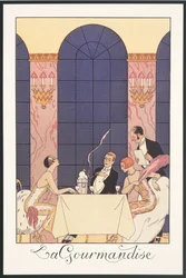 Falbalas et Fanfreluches, Almanaque de 1925: "La gourmandise", de George Barbier, impresión