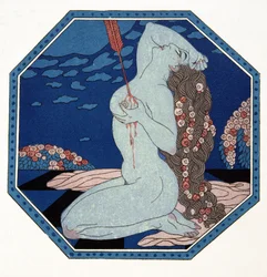 Le Deramantnier, ilustración de Les Chansons de Bilitis, de Pierre Louys, pub. 1922 (impresión en plantilla)