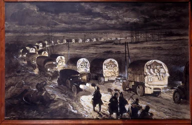 Primera Guerra Mundial (1914-1918): «El Camino Sagrado de Verdún». Acuarela de Georges Bertin Scott (1873-1942), llamado Scott de Plagnolles. Marzo de 1916. 0,7 x 1,1 m. París, Musée de l