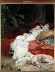 Retrato de la comediante Henriette Rosine Bernard, conocida como Sarah Bernhardt (1844-1923) por Georges Jules Victor Clairin (1843-1919)
