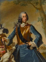 Clemens August de Baviera (1700-1761), arzobispo elector de Colonia como Gran Maestre de la Orden Teutónica - George Desmarees (1697-1776). Óleo sobre lienzo, hacia 1746. Dimensiones : 155x114,5 cm Colección privada